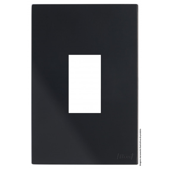 Placa para 1 Módulo Vertical 4x2 Com Suporte - Recta Black Satin Fosco